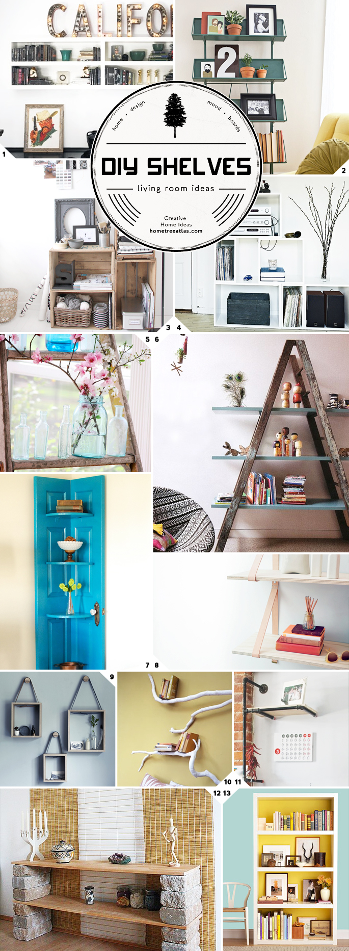 Ideas for DIY Living Room Shelves