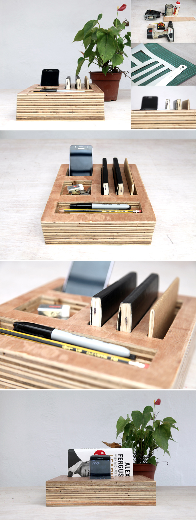 DIY Organization Bloks Made Out of Plywood: Bedroom and Desk Editions