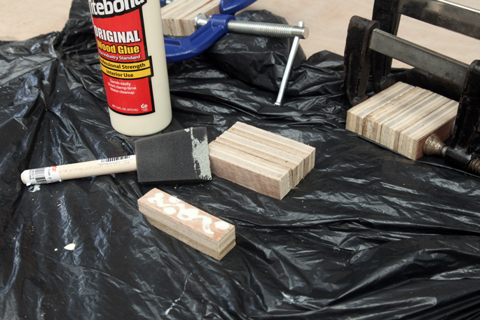 Scrap Plywood DIY Coaster Set - Step #2 Glueing the plywood