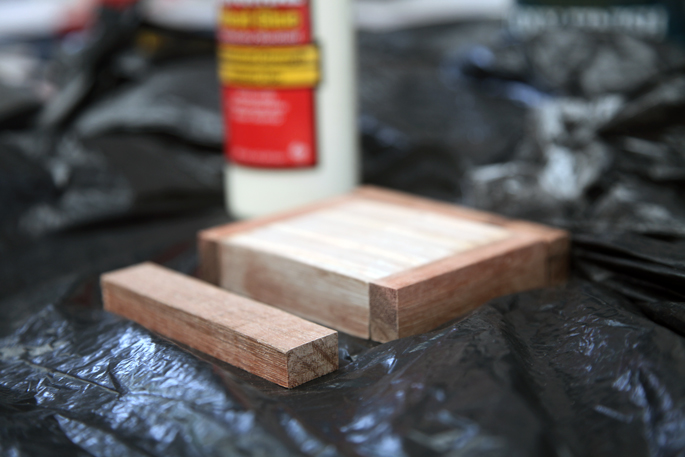 Scrap Plywood DIY Coaster Set - Step #6 Glueing the long border pieces