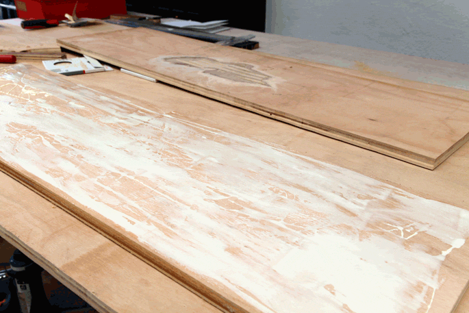Batman Plywood DIY Bench Seat With Fire Burning - Step #7 Glueing the bench together