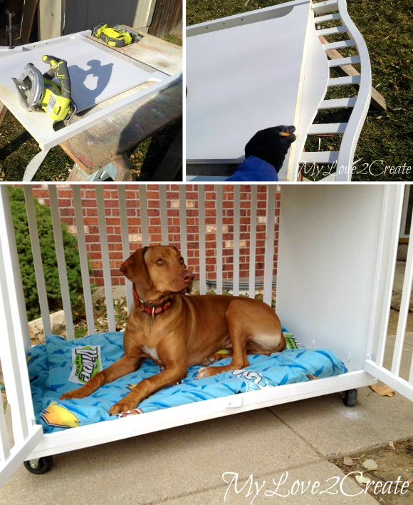 Making Sleeping Arrangements: Creative Ideas for DIY Dog Beds - #3 Old crib DIY dog bed crate