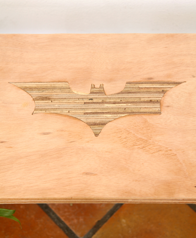 Batman Plywood DIY Bench Seat With Fire Burning