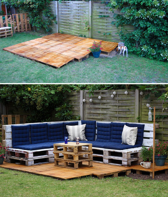 Is That a Pallet Swimming Pool? 24 DIY Pallet Outdoor Furniture Creations and Big Builds: #4 DIY outdoor seating lounge