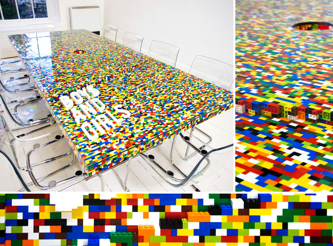 21 Insanely Cool DIY LEGO Furniture and Home Decor Creations: #5 LEGO conference table with LEGO lettering