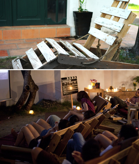 Is That a Pallet Swimming Pool? 24 DIY Pallet Outdoor Furniture Creations and Big Builds: #5 Cinema night made out of pallets