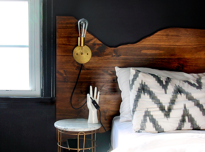 15 Ideas and Secrets For Making DIY Wooden Headboards Look Expensive #6: Faux live edge headboard