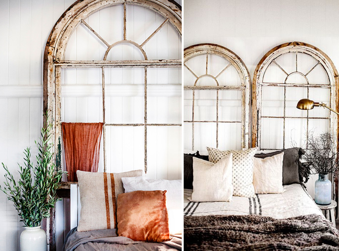 15 Ideas and Secrets For Making DIY Wooden Headboards Look Expensive #12: Using an old window
