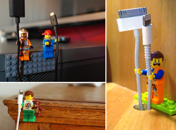21 Insanely Cool DIY LEGO Furniture and Home Decor Creations: #16 LEGO cable organizers