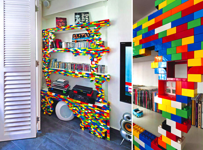 21 Insanely Cool DIY LEGO Furniture and Home Decor Creations: #20 LEGO shelf frame