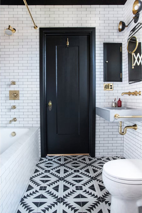 The Classic: Brass Black and White Bathroom Tour - Luxury bathroom with brass fittings and subway tiles