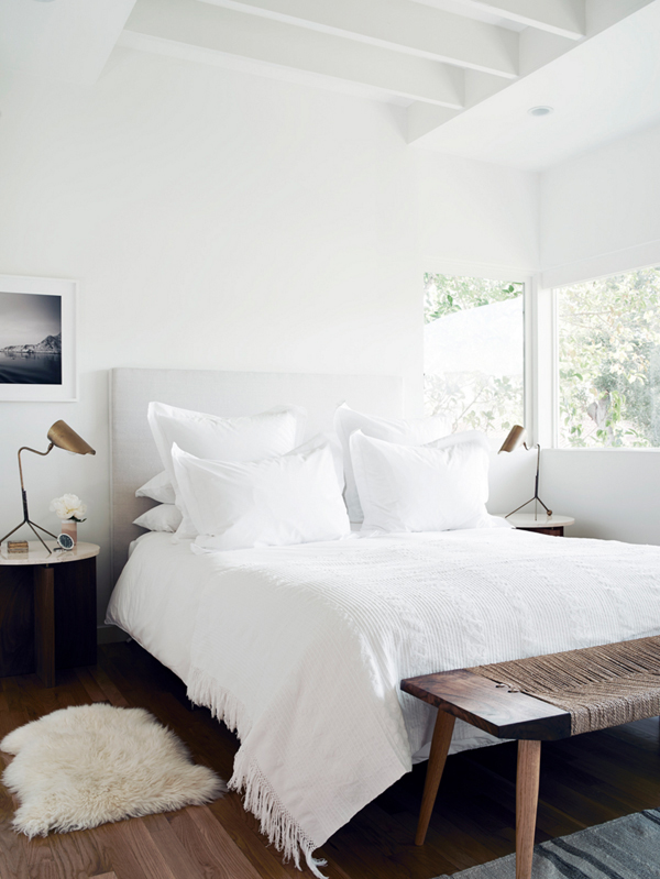 PASSPORT: Modern Rustic LA Home Tour - Modern rustic white bedroom design
