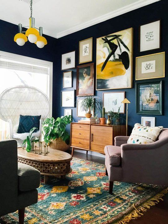 Blue living room walls and decor ideas