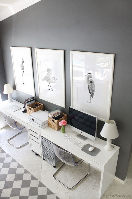 Grey home office workspaces