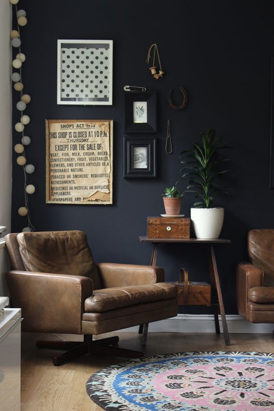 Black living room decor ideas and walls