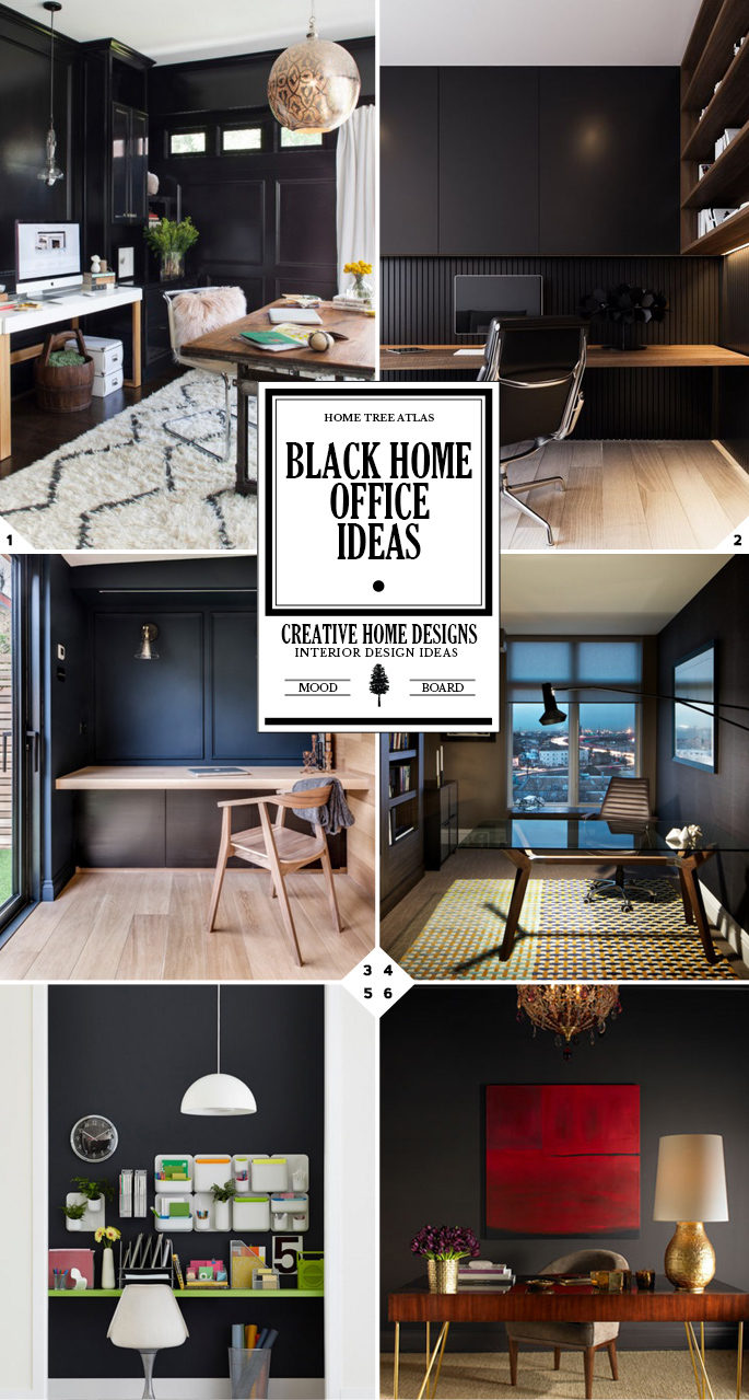 Color Style Guide: Black Home Office Ideas