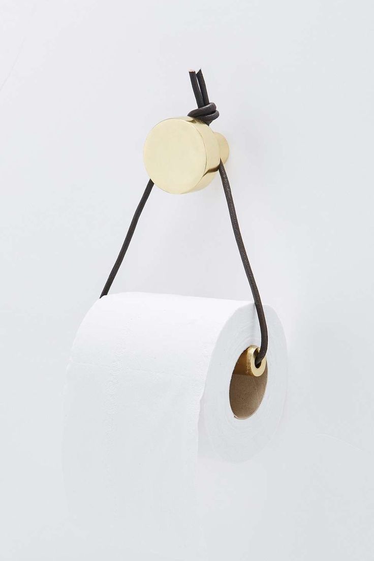 Hanging brass toilet paper holder