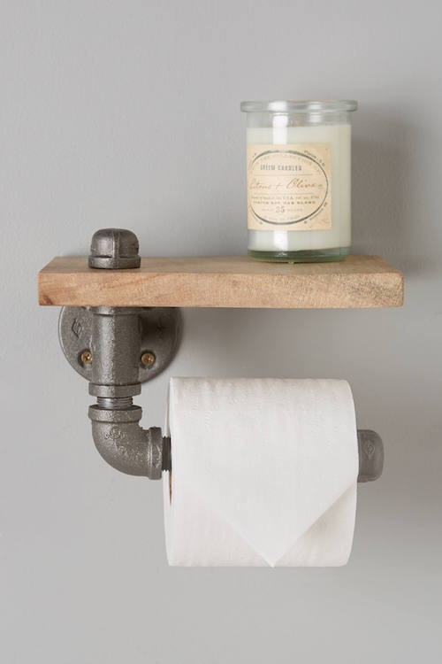 Pipe and Wooden toilet paper holder