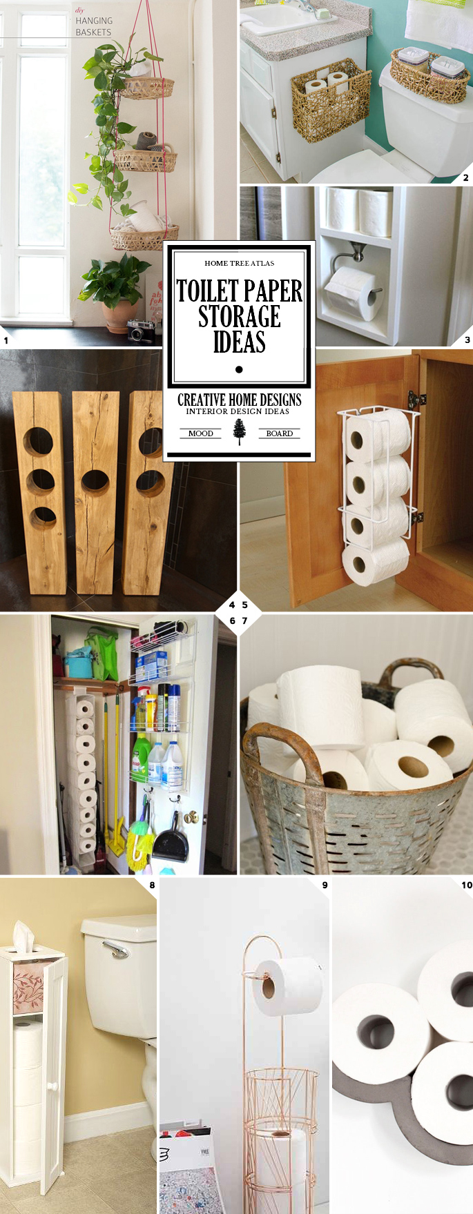 Bathroom toilet paper storage ideas (DIY, and for small spaces)